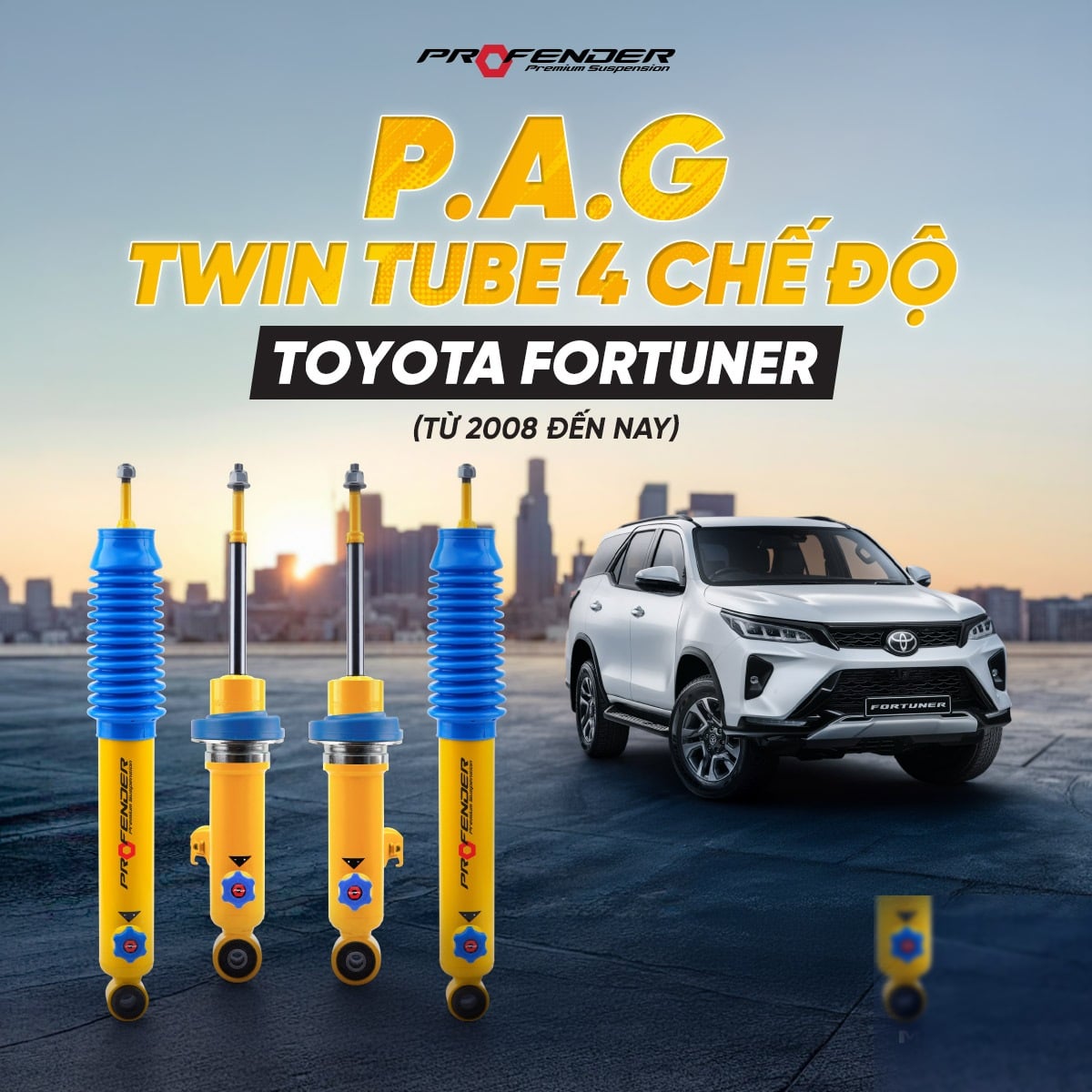 Giảm xóc Profender PAG 4 Chế Độ chính hãng Thái Lan cho Toyota Fortuner