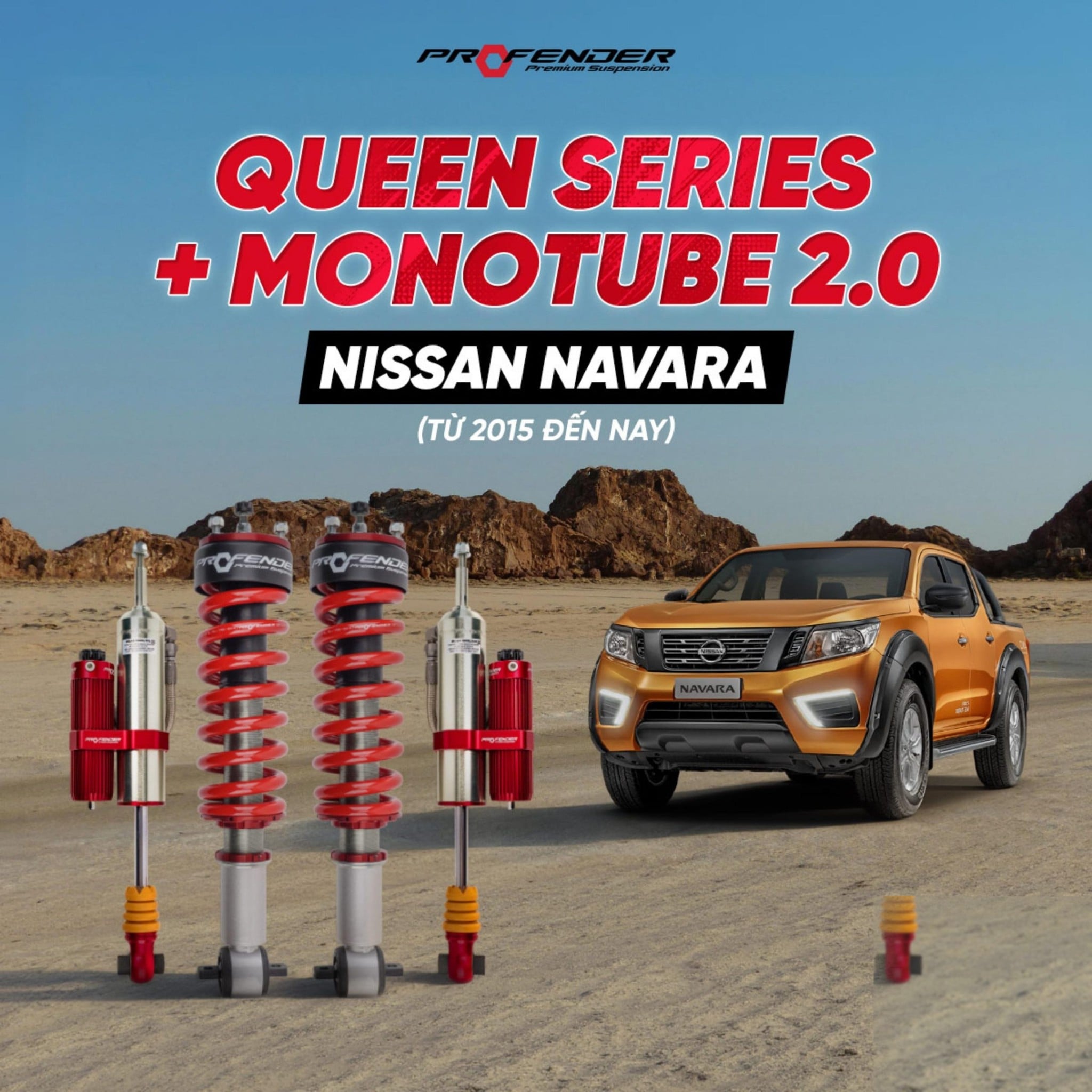 Giảm Xóc Ô Tô Profender Nissan Navara Queen Series + Monotube 2.0