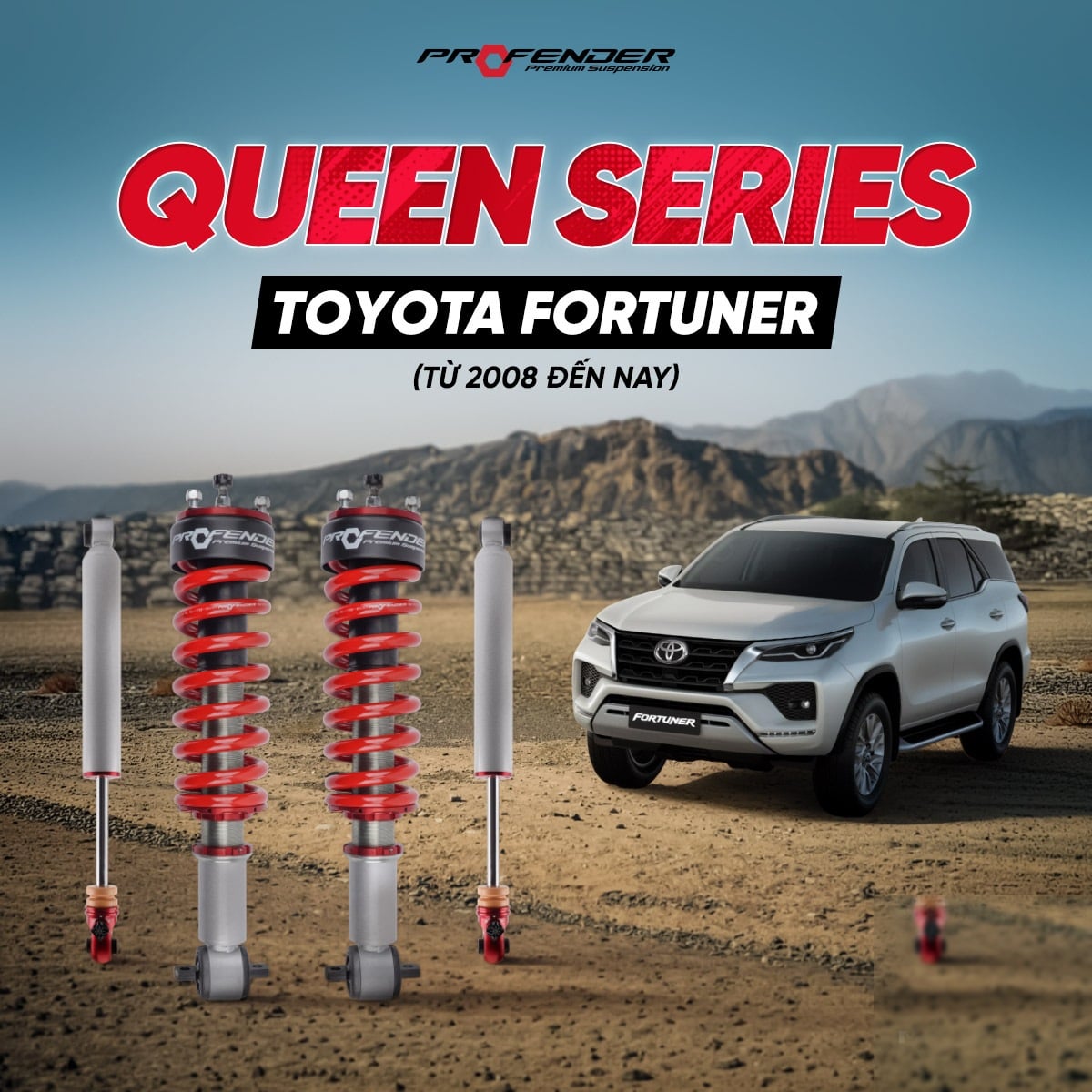 Giảm xóc Profender Queen Series chính hãng Thái Lan cho Toyota Fortuner