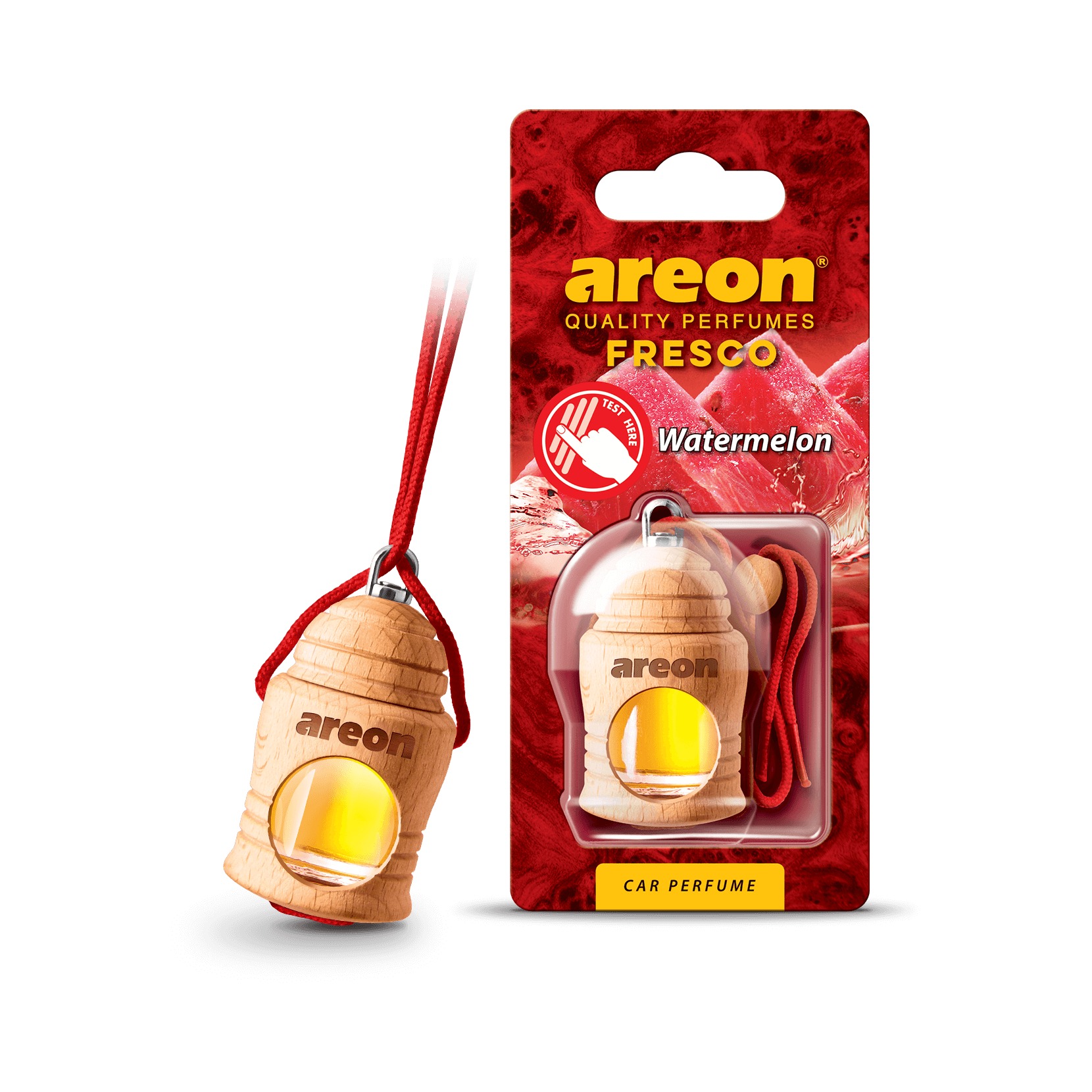 Vỏ hộp Areon Fresco Watermelon vuông, nền trắng, chuẩn ảnh sản phẩm