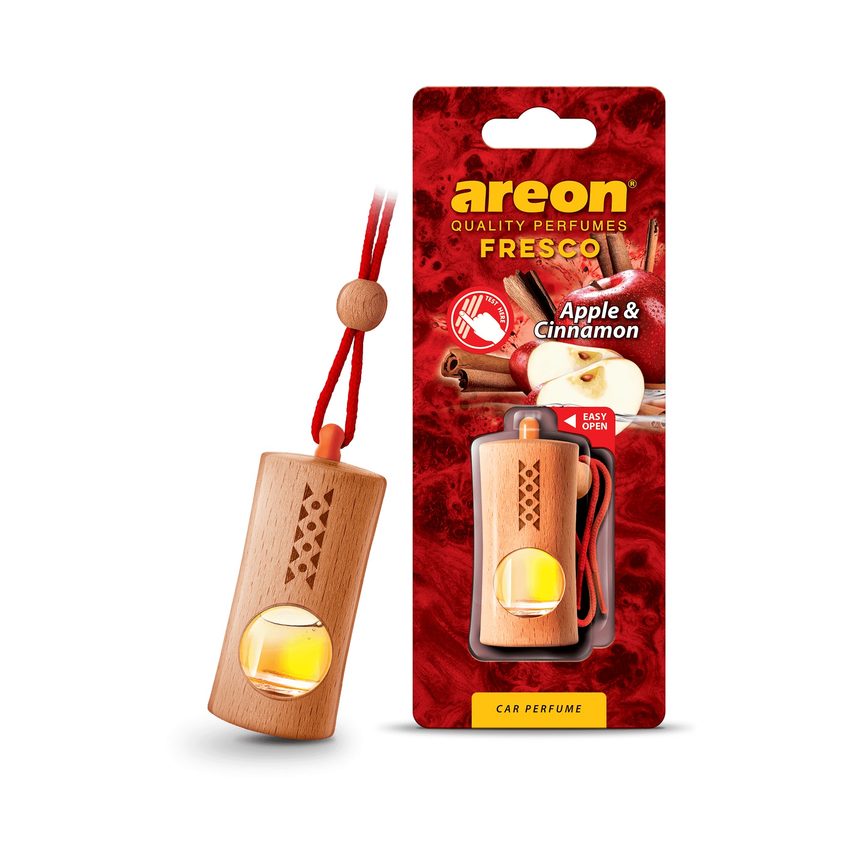 Vỏ hộp Areon Fresco Apple & Cinnamon vuông, nền trắng, chuẩn ảnh sản phẩm
