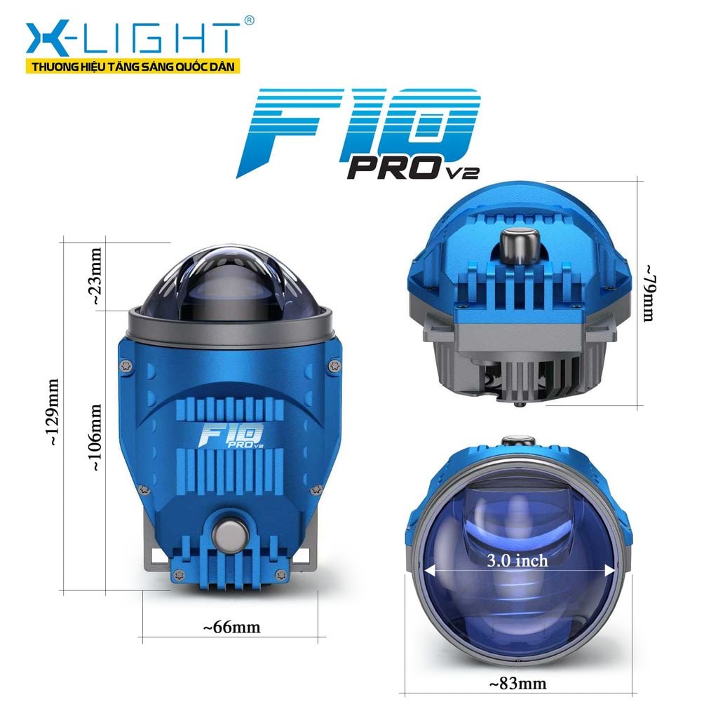 Bi Gầm Ô Tô X-Light F10 Pro V2 3.0 Inch 3 Màu
