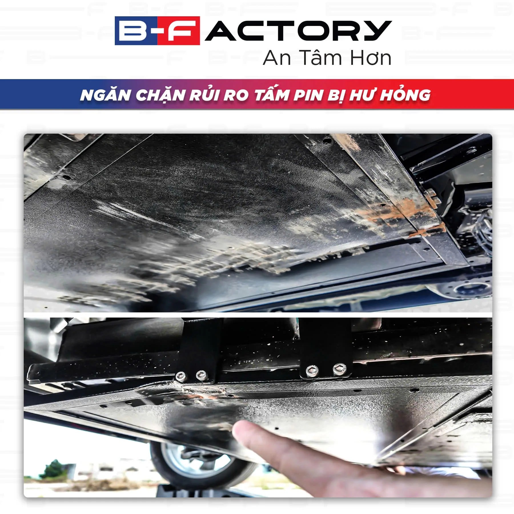 Tấm bảo vệ pin B-Factory ngăn rủi ro va đập làm hỏng vỏ pin VinFast VF6