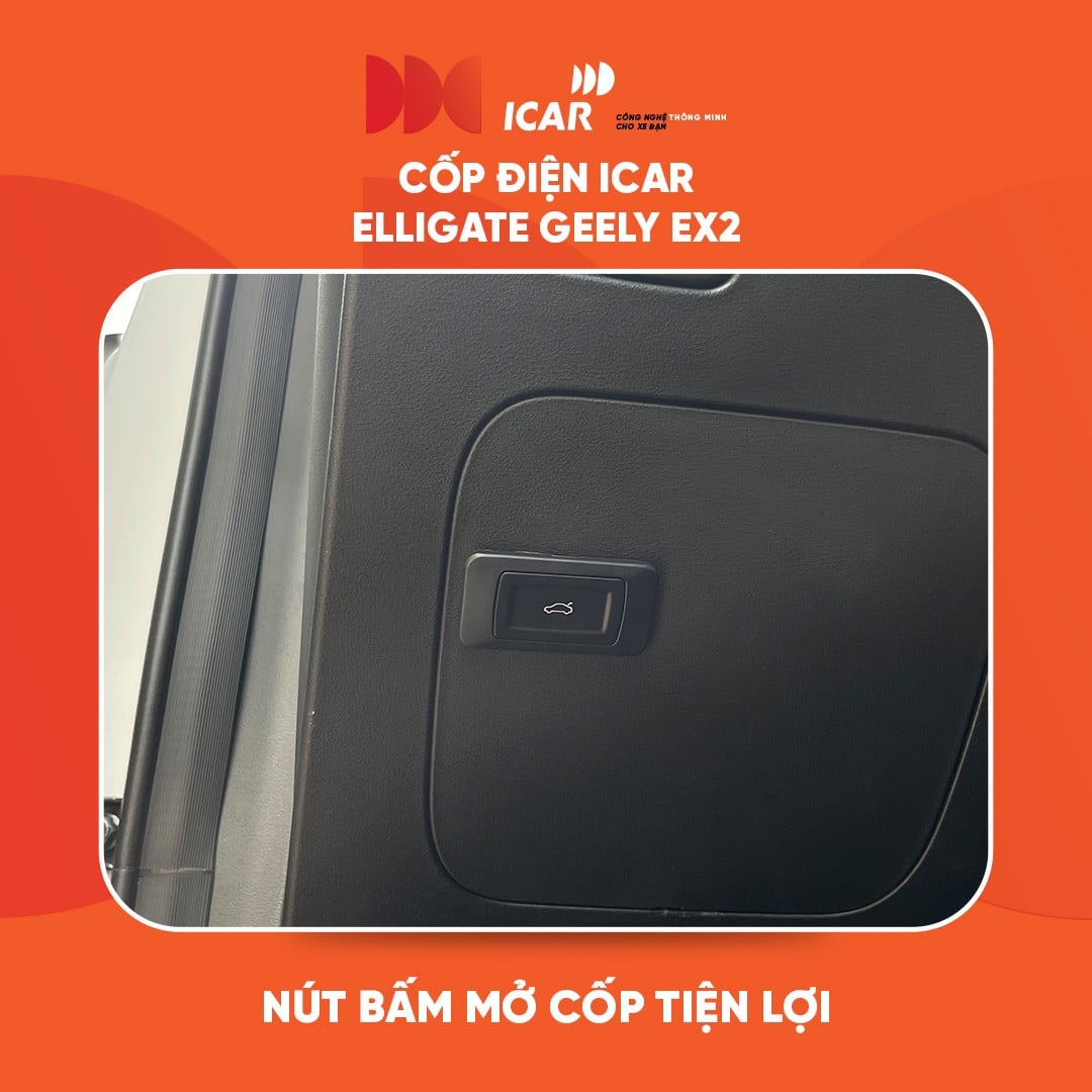 Nút bấm mở cốp điện Elligate trên cửa hậu Geely EX2