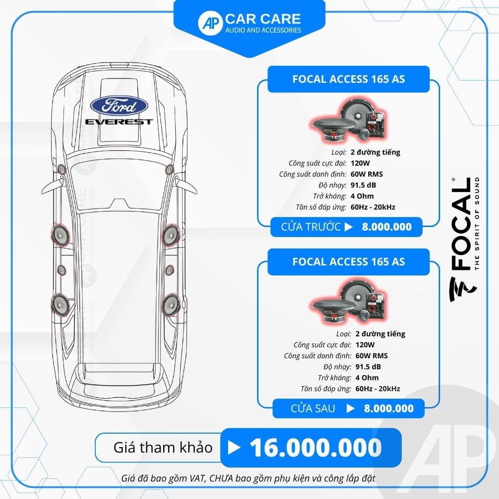Độ loa ô tô Ford Everest 2025 (8 loa)