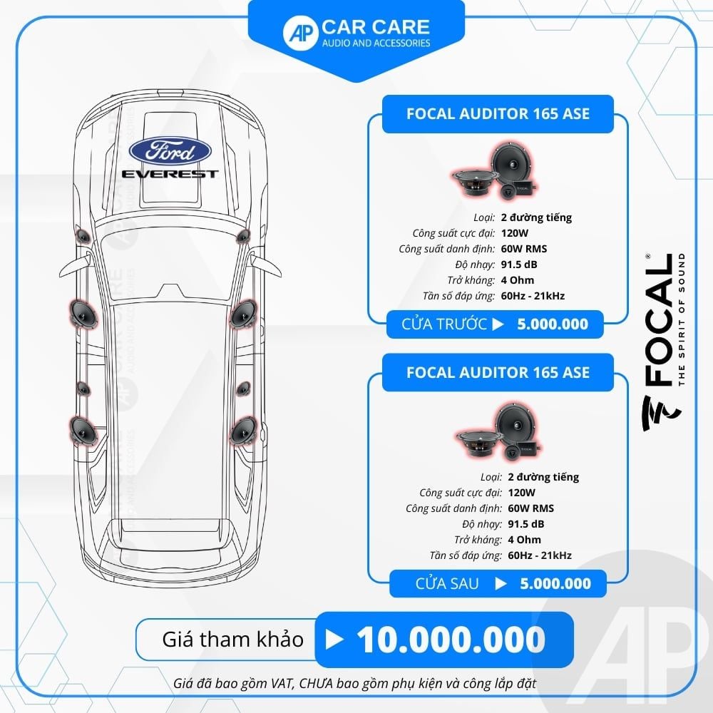 Độ loa ô tô Ford Everest 2025 (8 loa)