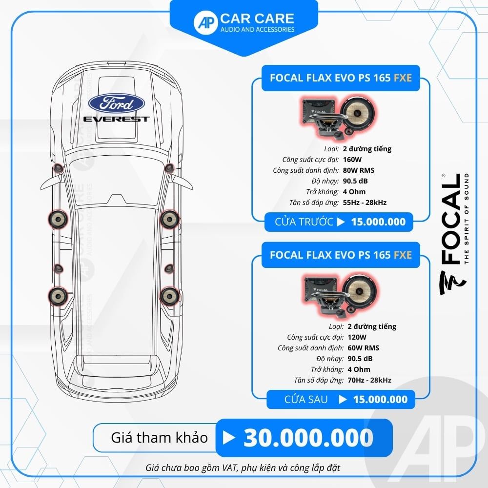 Độ loa ô tô Ford Everest 2025 (8 loa)