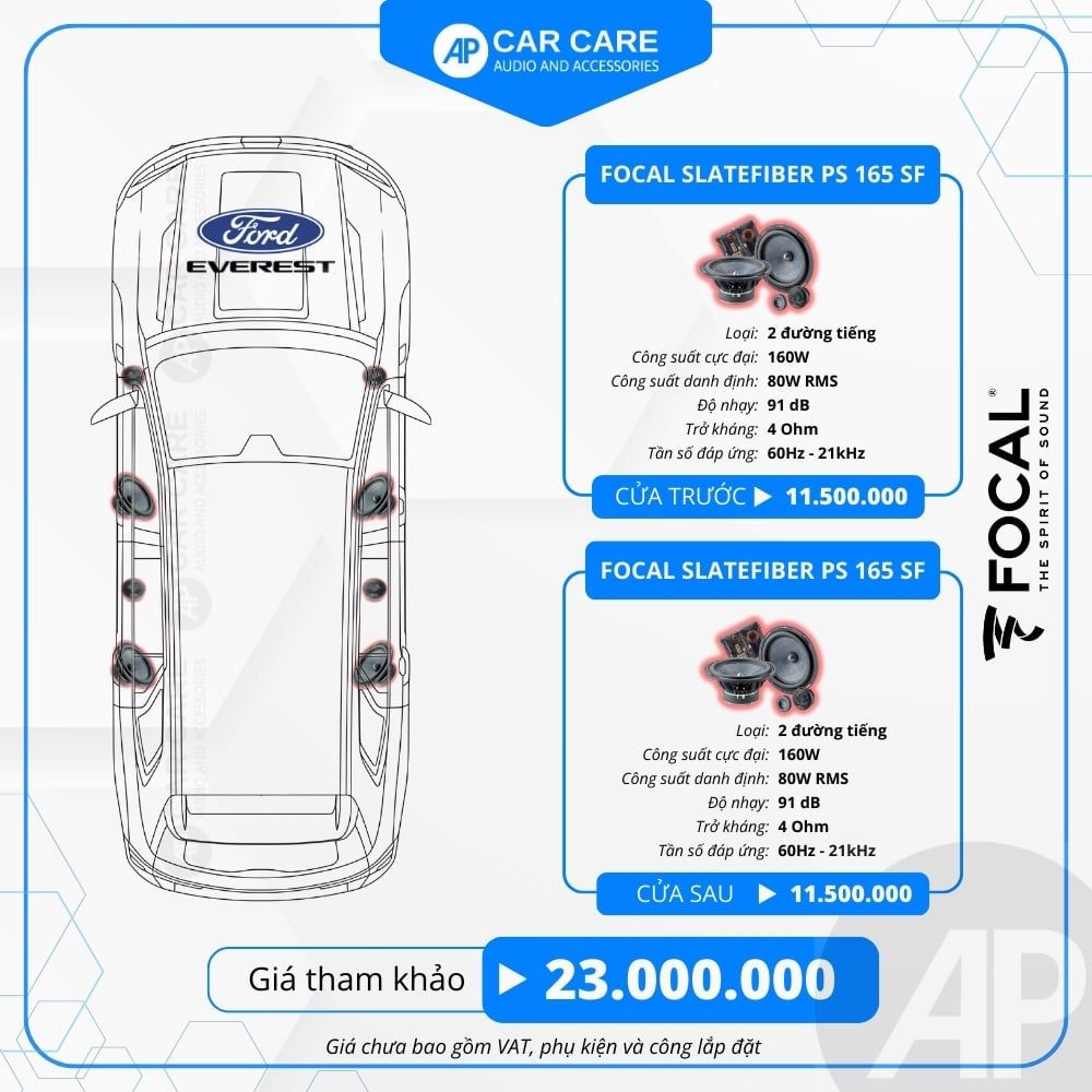 Độ loa ô tô Ford Everest 2025 (8 loa)