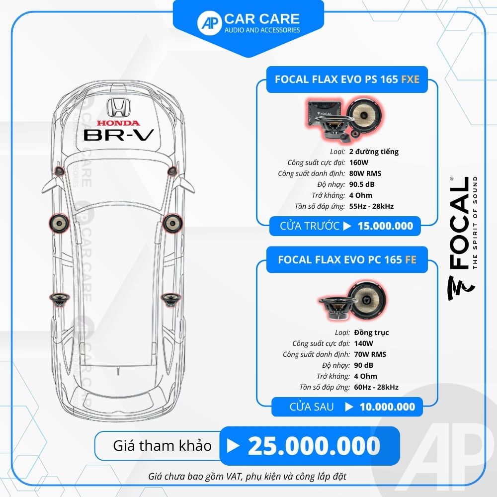 Độ loa ô tô Honda BRV 2025 (6 loa)