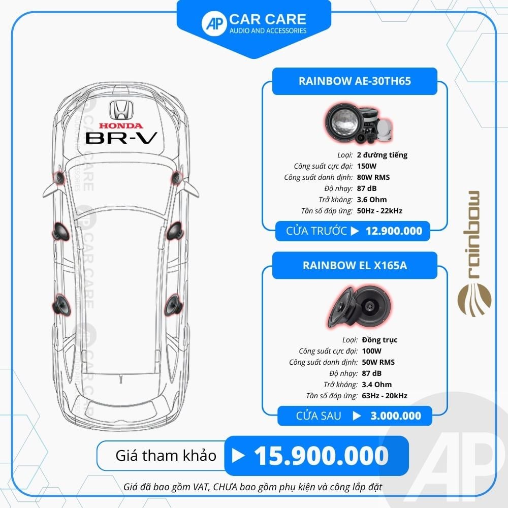 Độ loa ô tô Honda BRV 2025 (6 loa)
