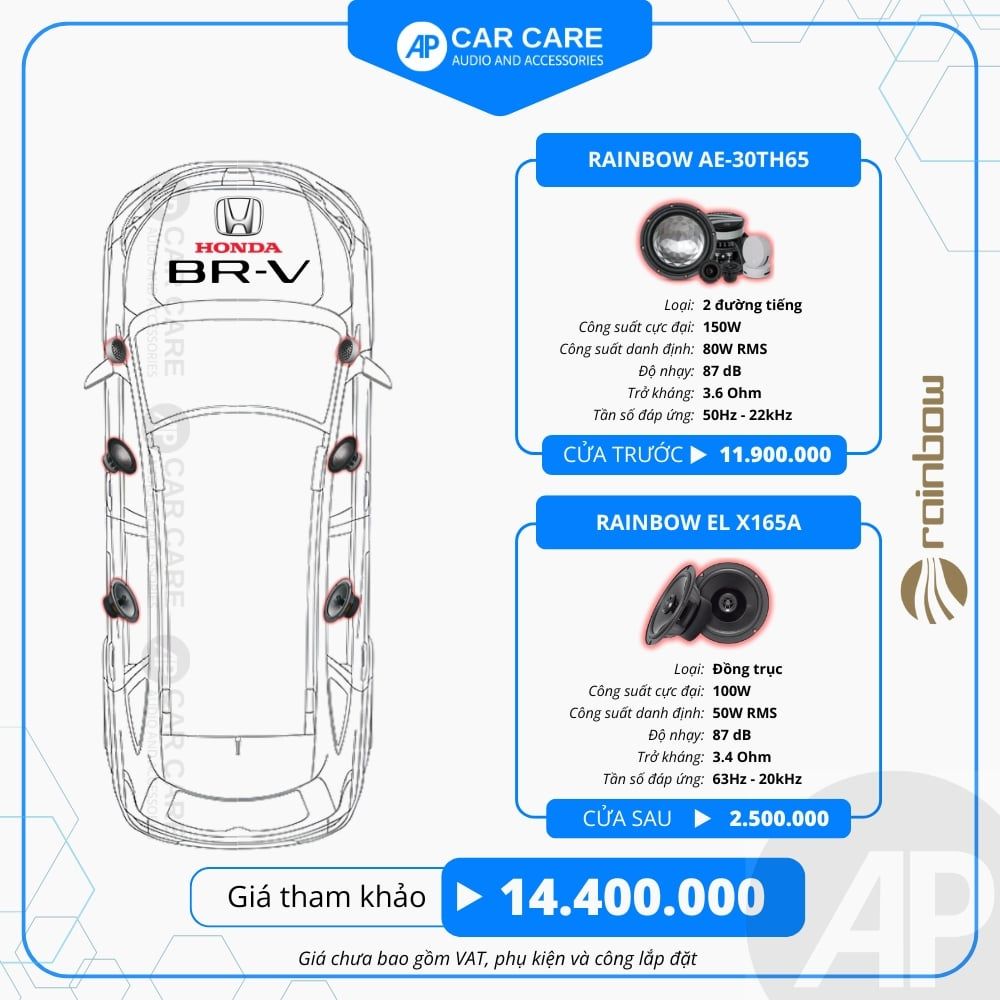 Độ loa ô tô Honda BRV 2025 (6 loa)