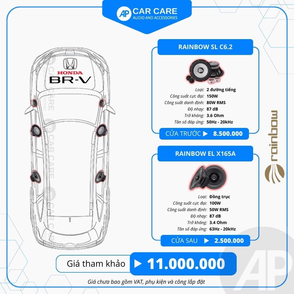 Độ loa ô tô Honda BRV 2025 (6 loa)