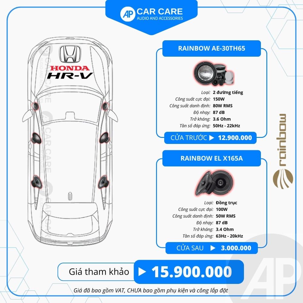 Độ loa ô tô Honda HRV 2025 (6 loa - 8 loa)