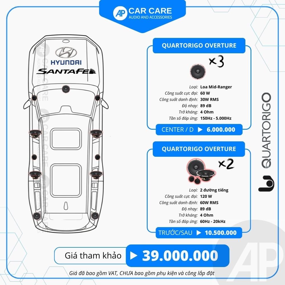 Độ loa ô tô Huyndai SantaFe (6 loa - 12 loa)