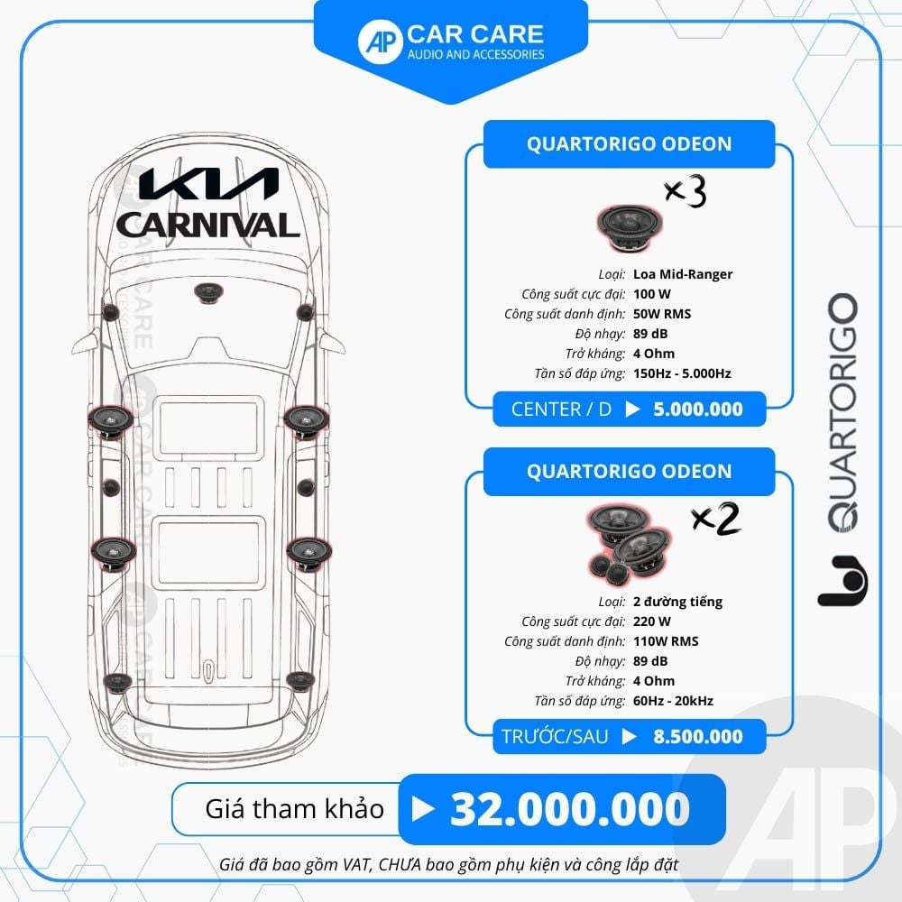 Độ loa ô tô KIA Carnival 2025 (6 loa - 12 loa)