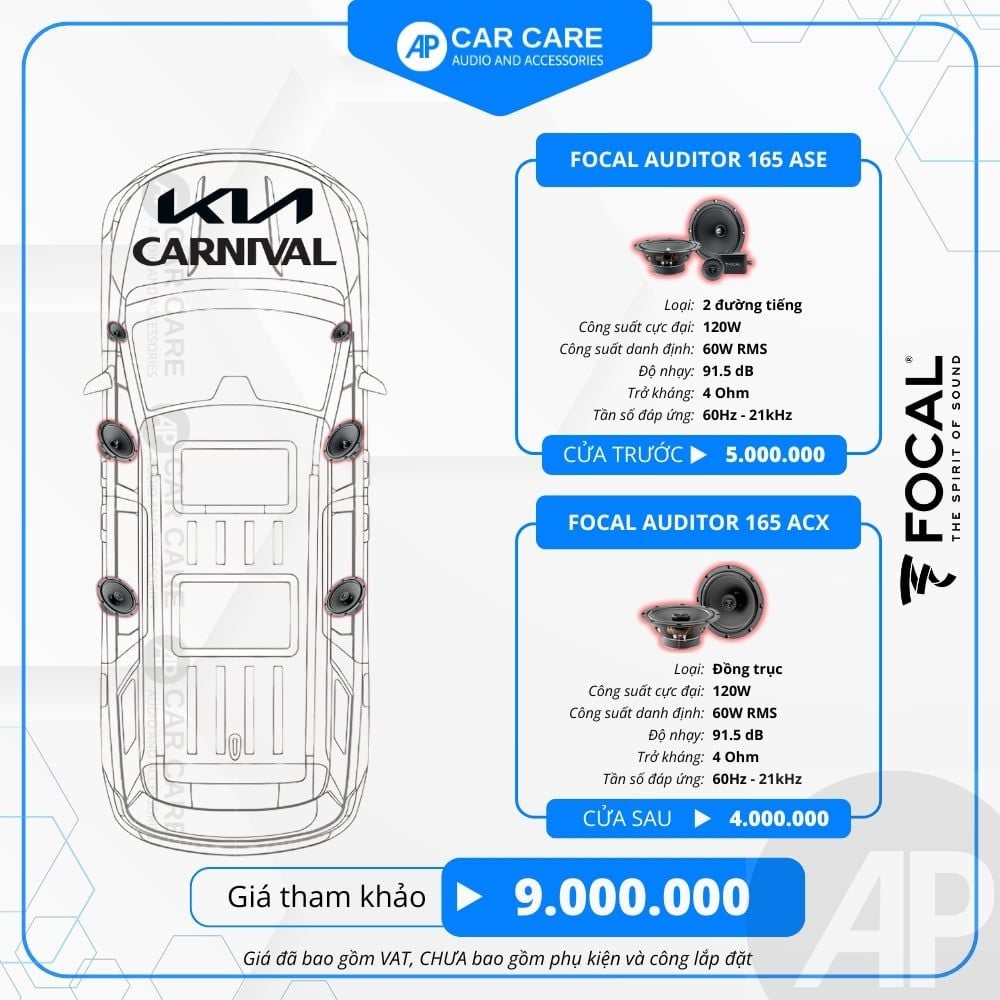 Độ loa ô tô KIA Carnival 2025 (6 loa - 12 loa)