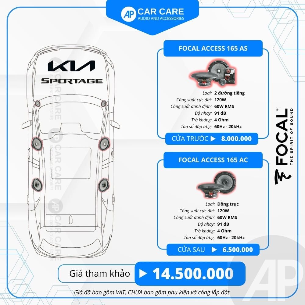 Độ loa ô tô KIA Sportage 2025 (6 loa - 8 loa)
