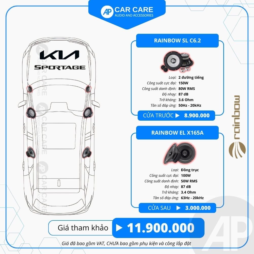 Độ loa ô tô KIA Sportage 2025 (6 loa - 8 loa)