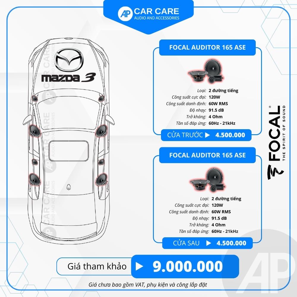 Độ loa ô tô Mazda 3 2025 (8 loa)