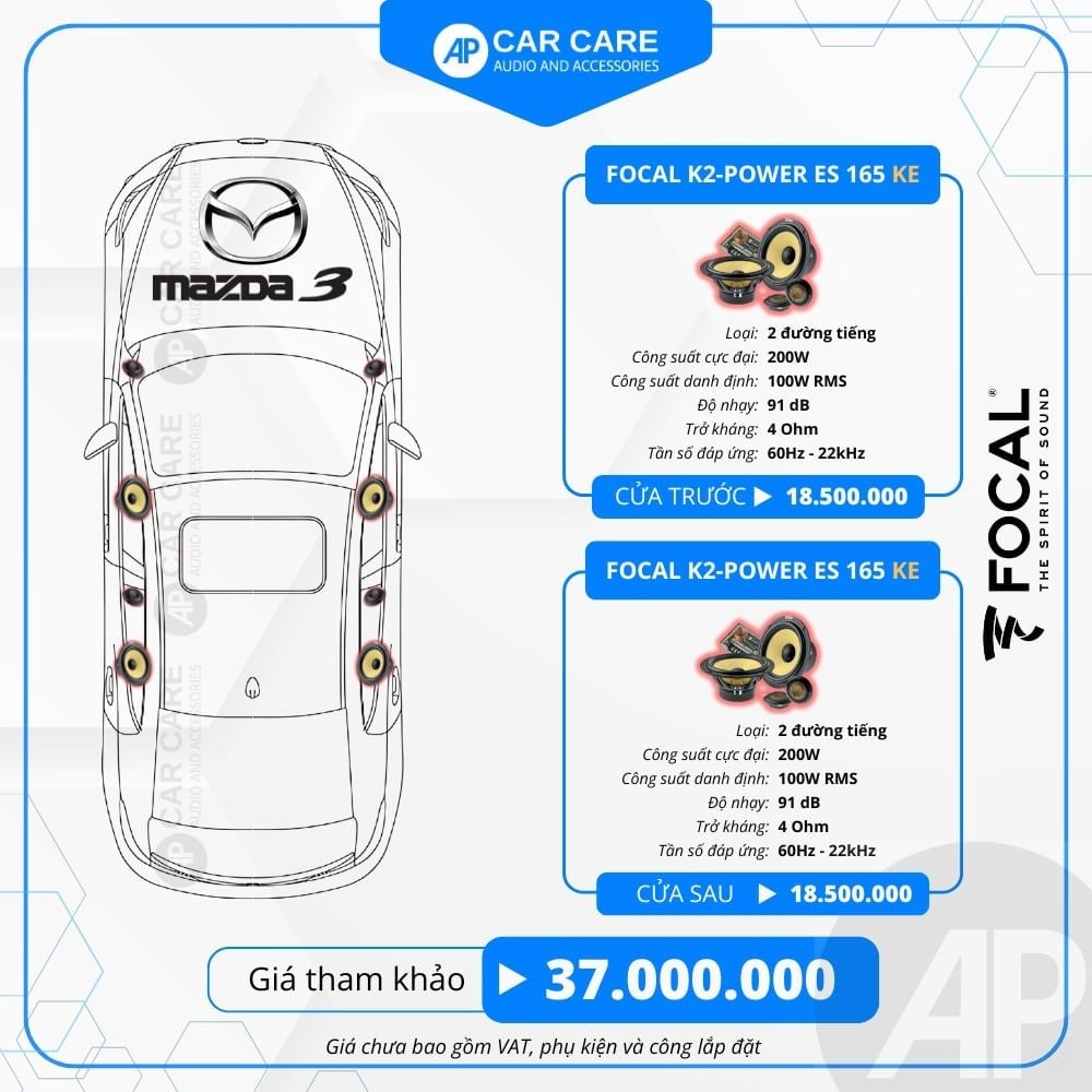 Độ loa ô tô Mazda 3 2025 (8 loa)