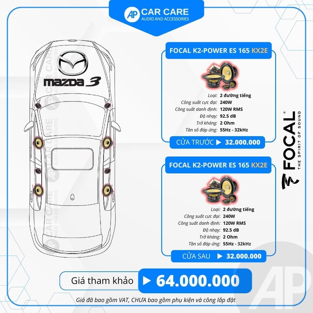 Độ loa ô tô Mazda 3 2025 (8 loa)