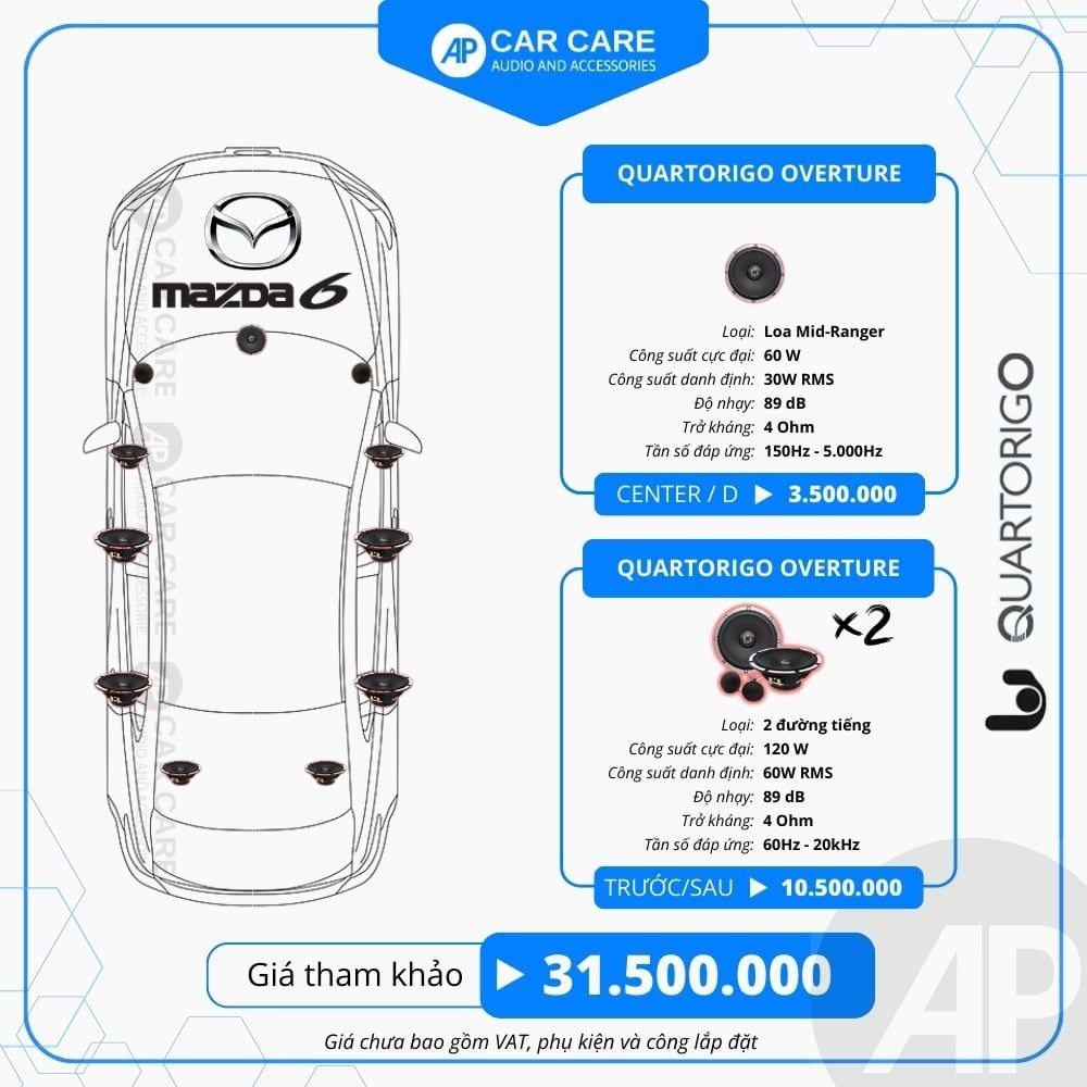 Độ loa ô tô Mazda 6 2025 (6 loa - 11 loa)