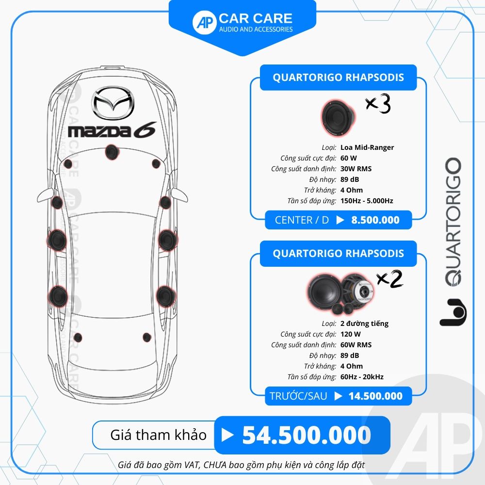 Độ loa ô tô Mazda 6 2025 (6 loa - 11 loa)