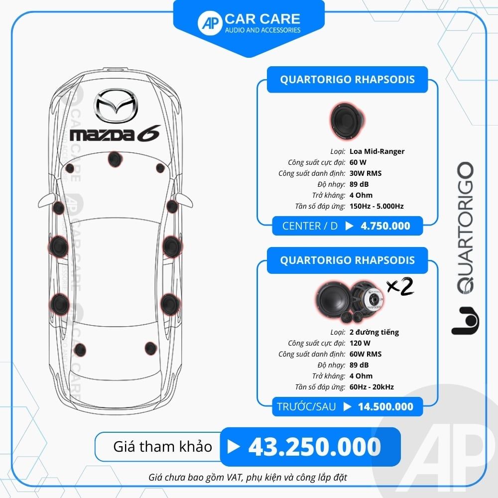 Độ loa ô tô Mazda 6 2025 (6 loa - 11 loa)