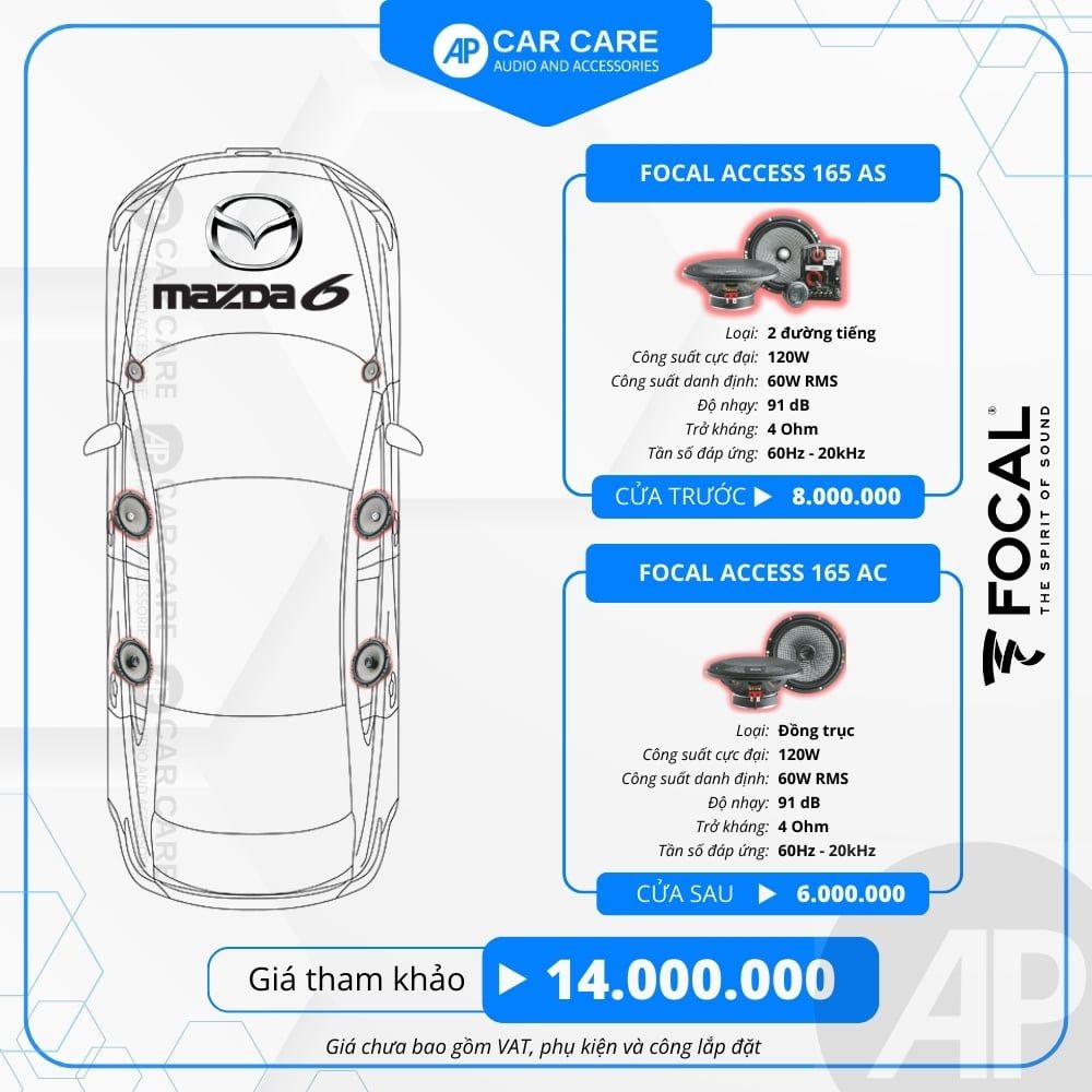 Độ loa ô tô Mazda 6 2025 (6 loa - 11 loa)