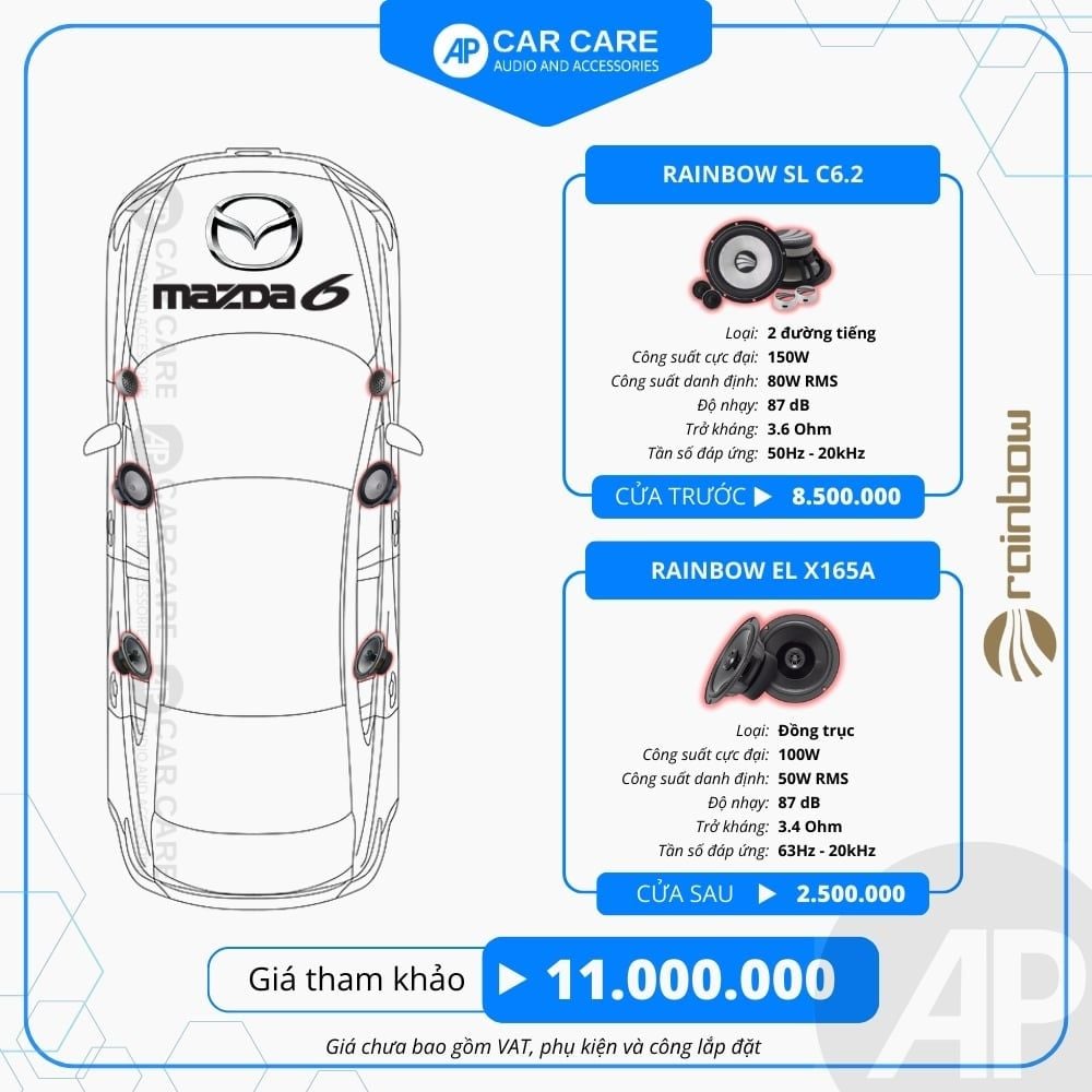 Độ loa ô tô Mazda 6 2025 (6 loa - 11 loa)