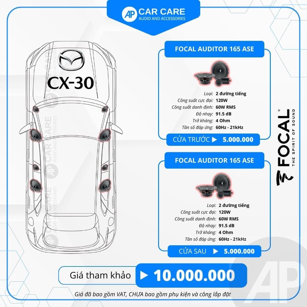 Độ loa ô tô Mazda CX-30 2025 (8 loa)