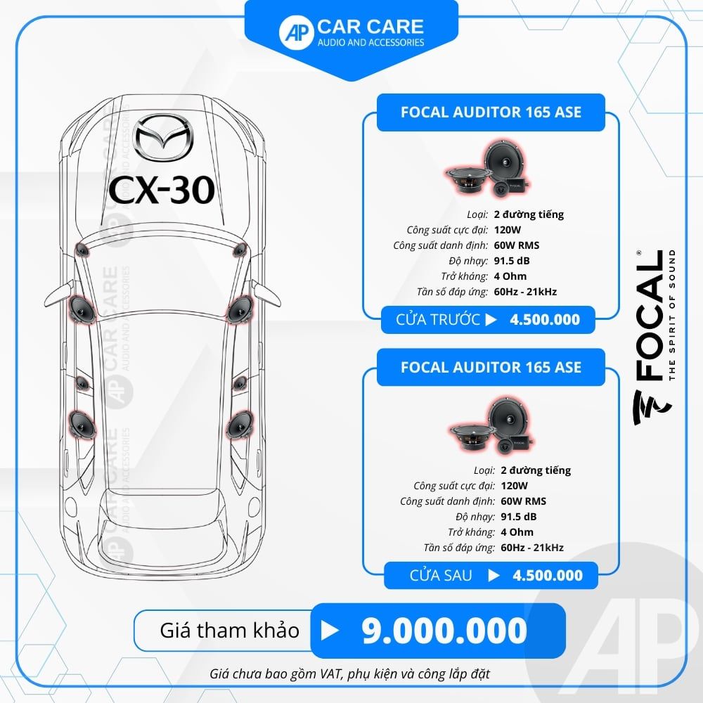 Độ loa ô tô Mazda CX-30 2025 (8 loa)