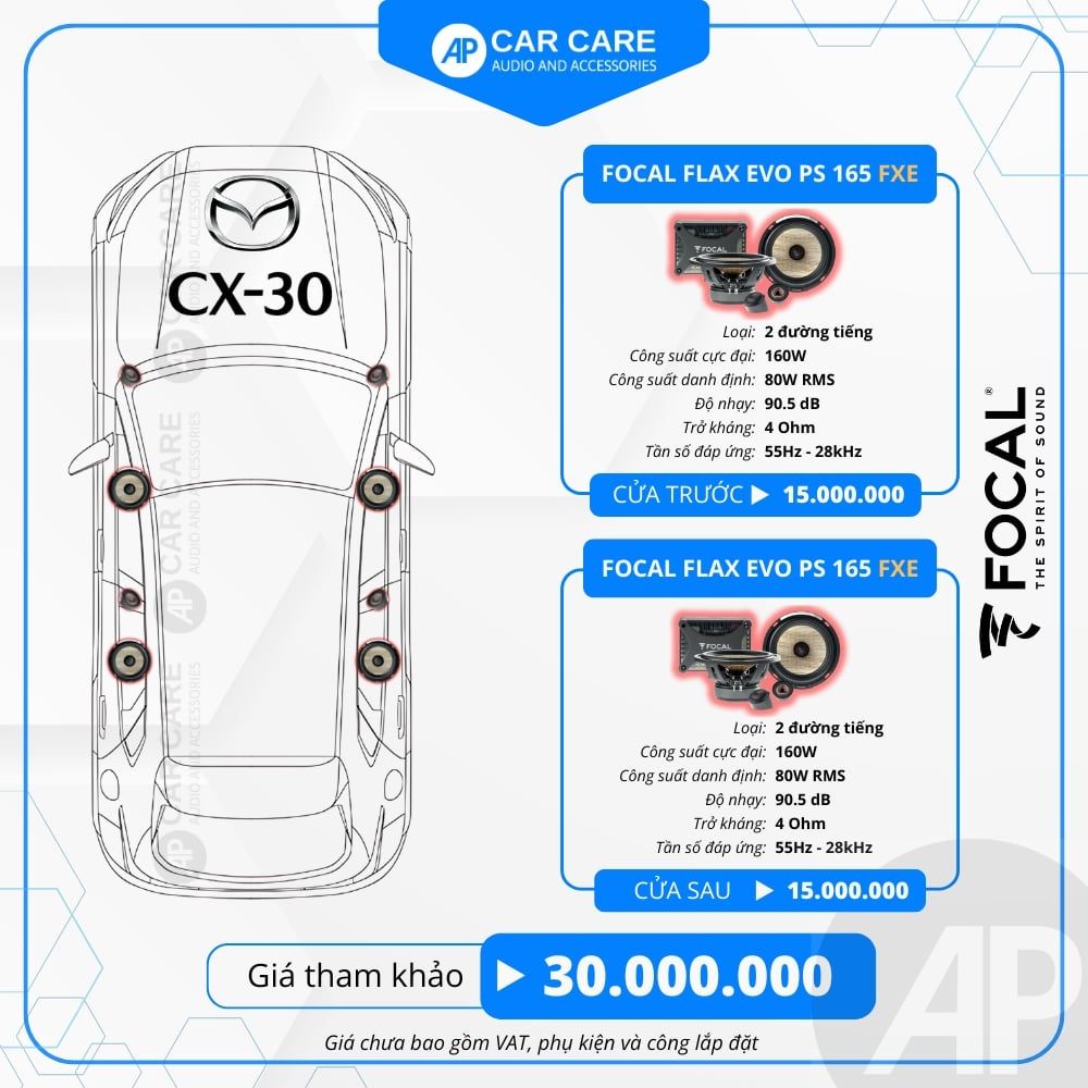 Độ loa ô tô Mazda CX-30 2025 (8 loa)