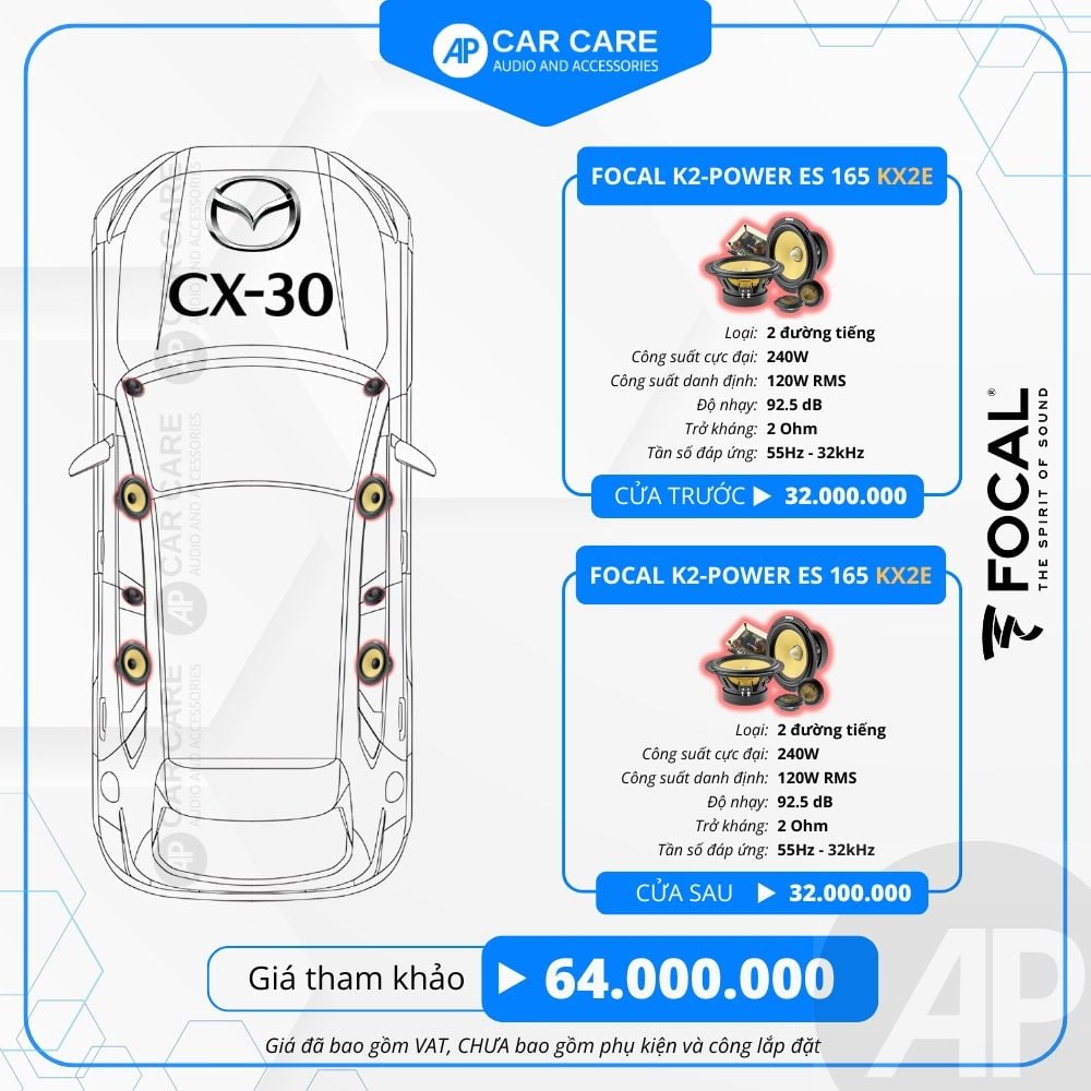 Độ loa ô tô Mazda CX-30 2025 (8 loa)