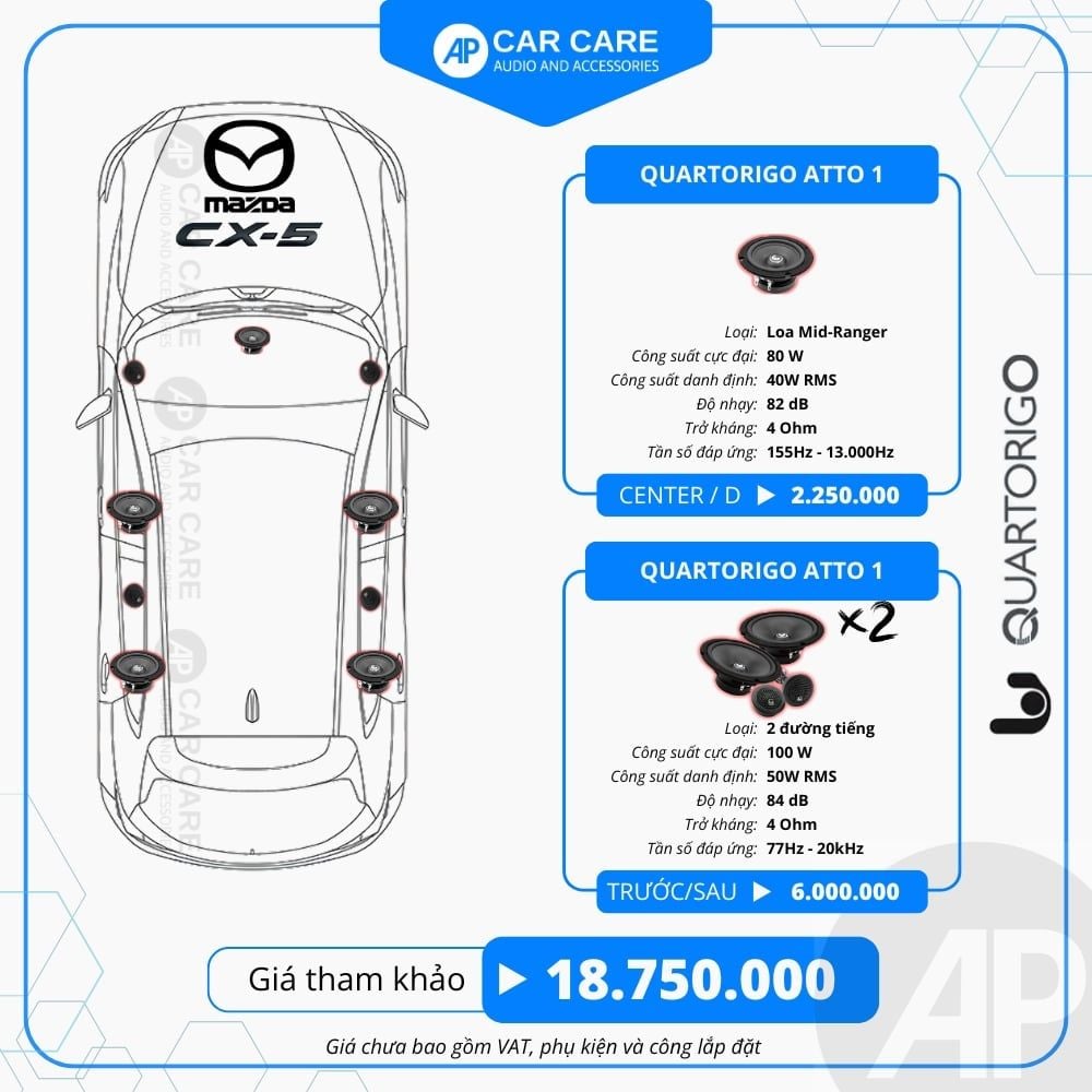 Độ loa ô tô Mazda CX-5 2025 (6 loa - 10 loa)