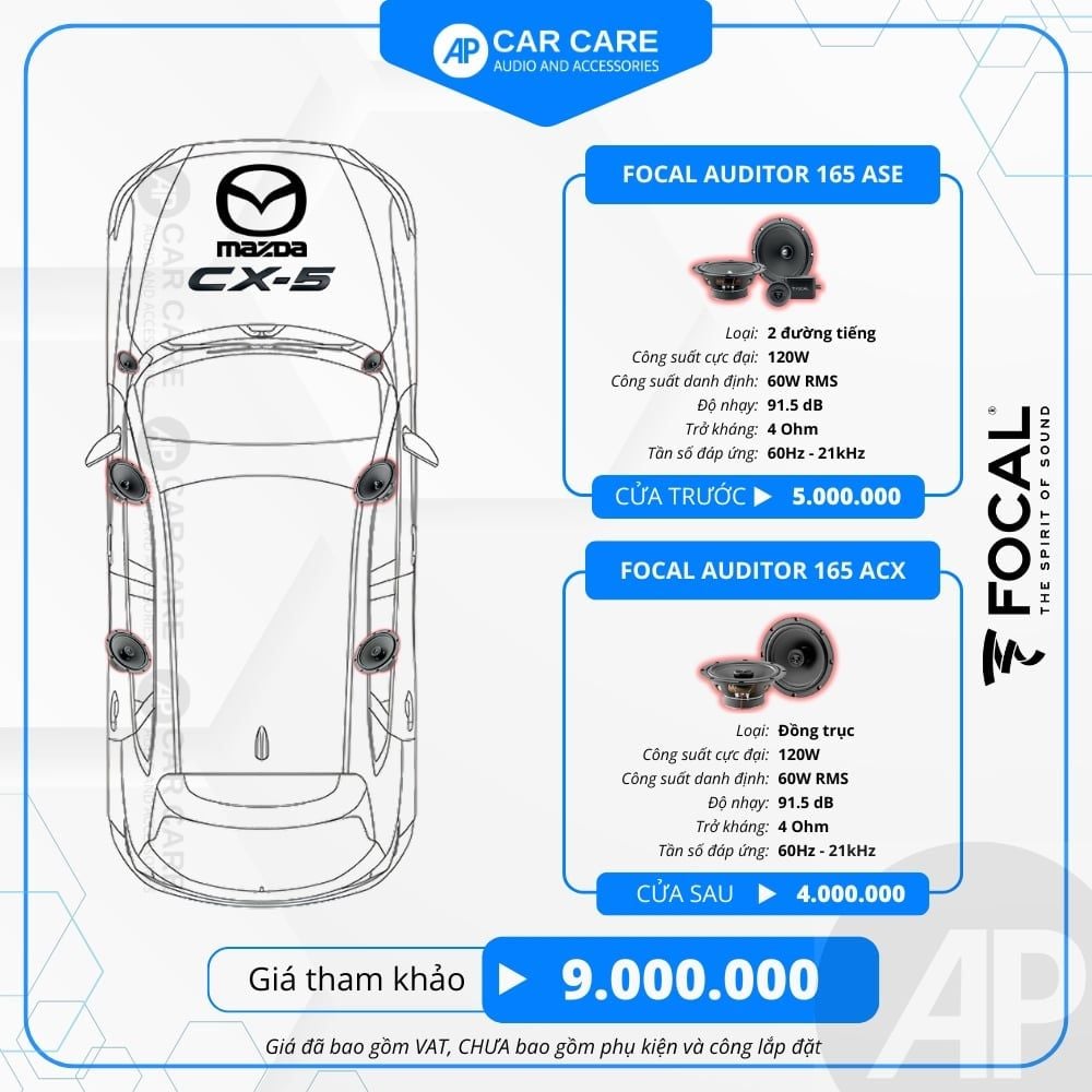 Độ loa ô tô Mazda CX-5 2025 (6 loa - 10 loa)
