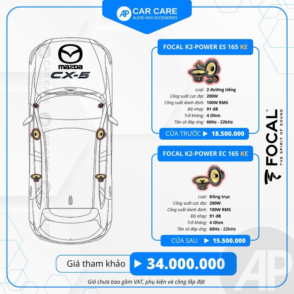 Độ loa ô tô Mazda CX-5 2025 (6 loa - 10 loa)