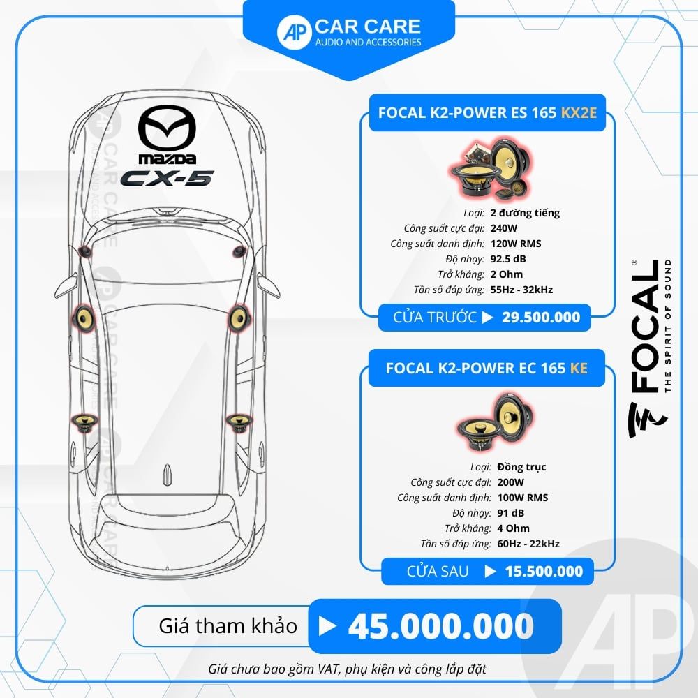 Độ loa ô tô Mazda CX-5 2025 (6 loa - 10 loa)