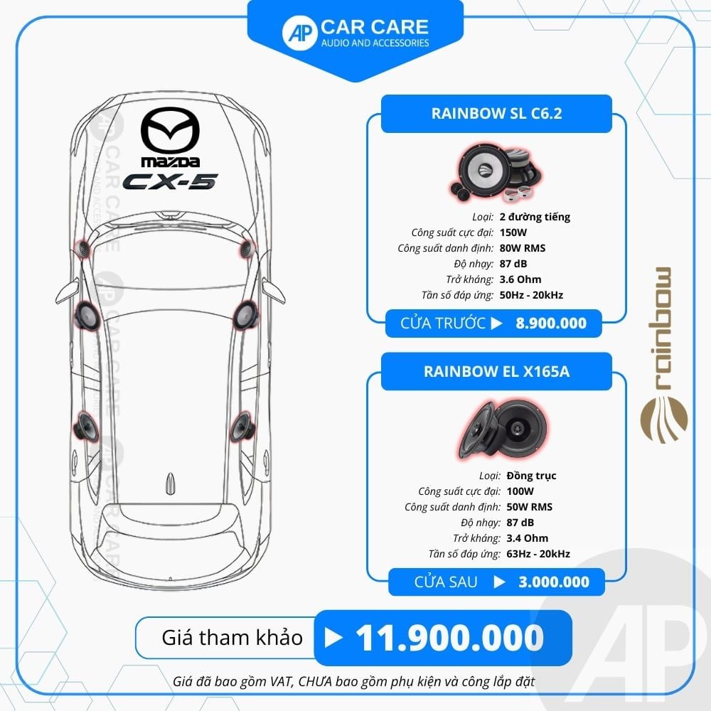 Độ loa ô tô Mazda CX-5 2025 (6 loa - 10 loa)