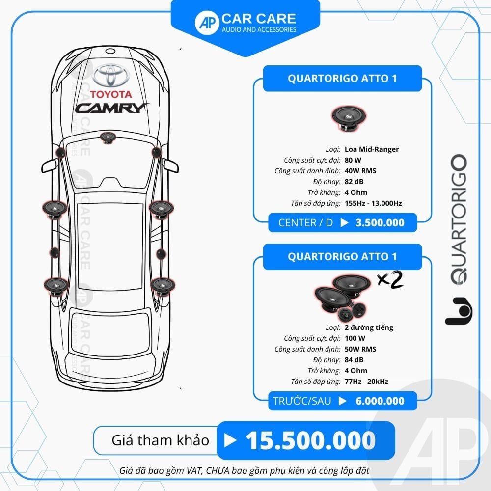 Độ loa ô tô Toyota Camry (9 loa)