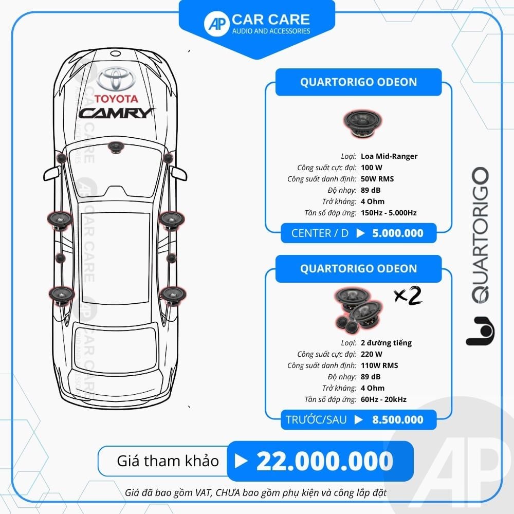 Độ loa ô tô Toyota Camry (9 loa)