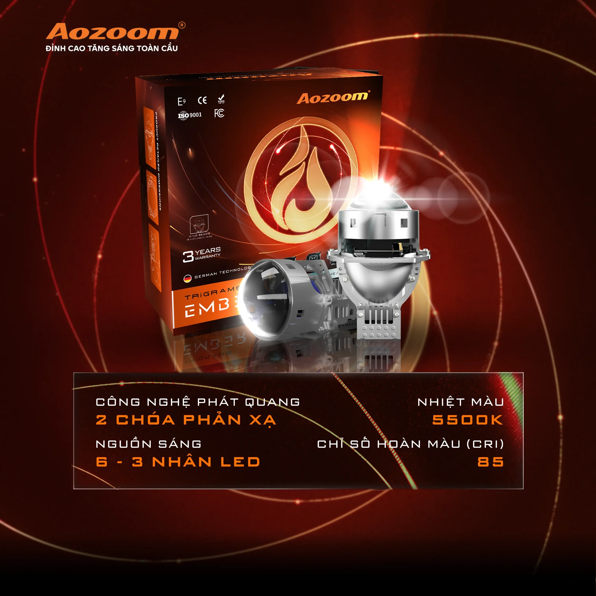 Bi LED Aozoom Ember – Đèn Bi Pha Ô Tô - ảnh chính hãng 10