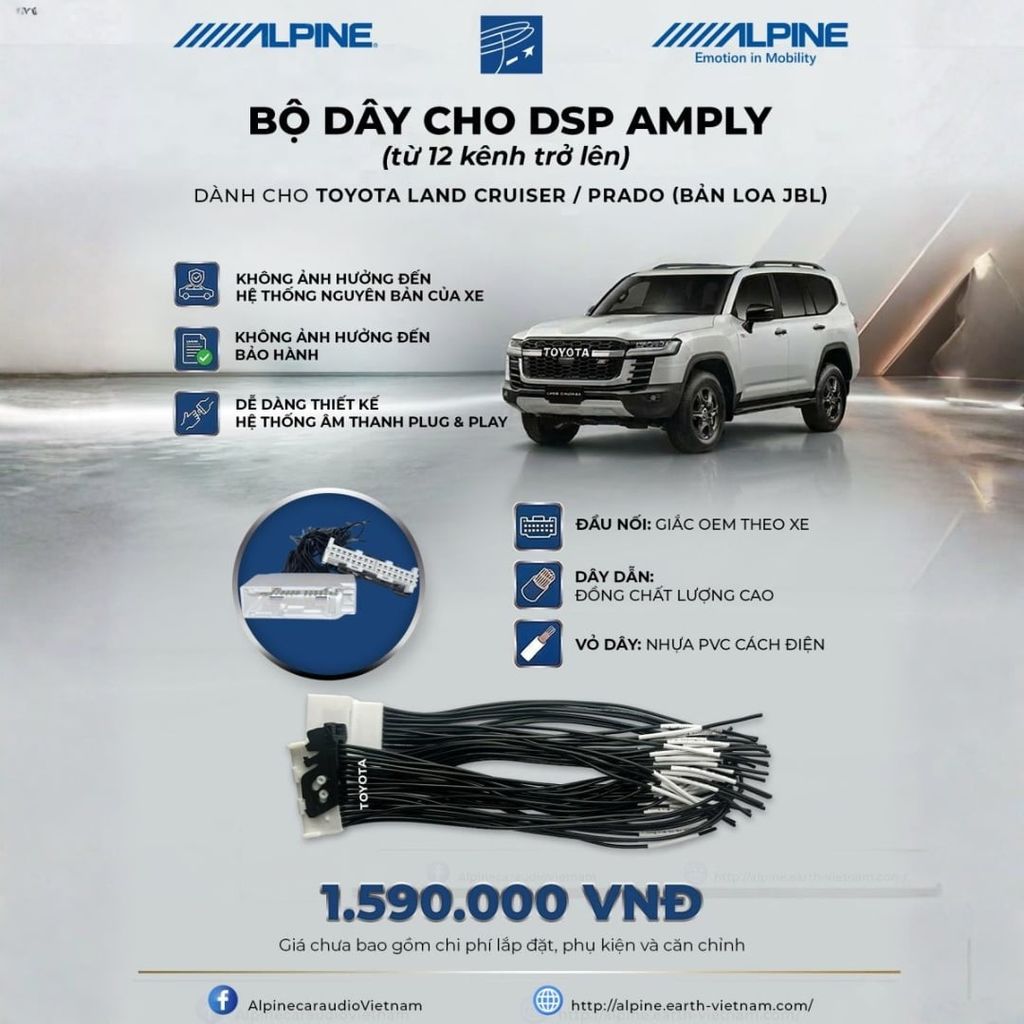 Dây lấy tín hiệu vào DSP theo xe Toyota Land Cruiser / Prado JBL 14 loa