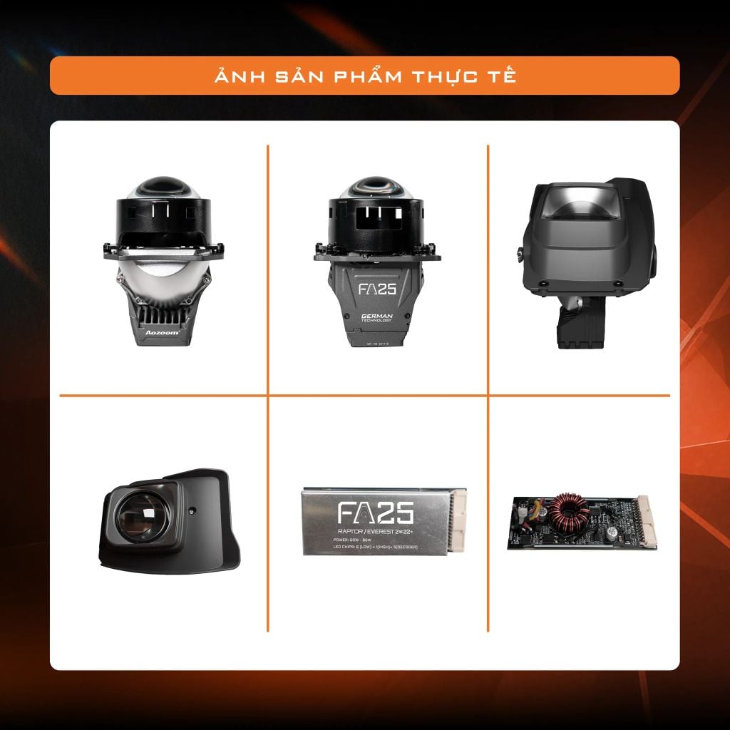 Đèn Bi LED Aozoom FA25 Cho Ford Ranger Raptor/Everest 2022+ – Plug & Play