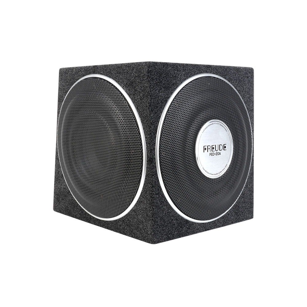 Freude FED-20A dạng hộp góc, củ loa chủ động và màng cộng hưởng ở hai mặt