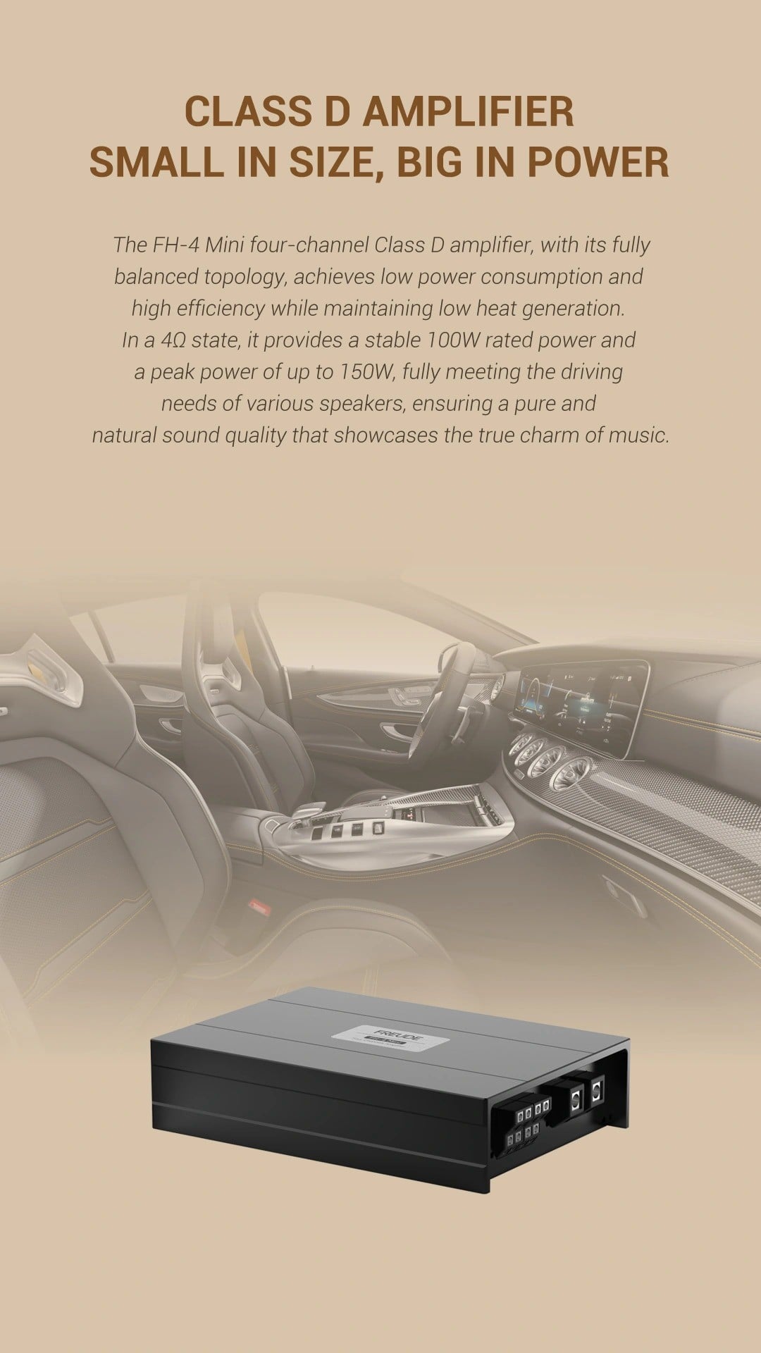 Freude FH-4 Mini Class D thân nhỏ, 4 kênh 100W