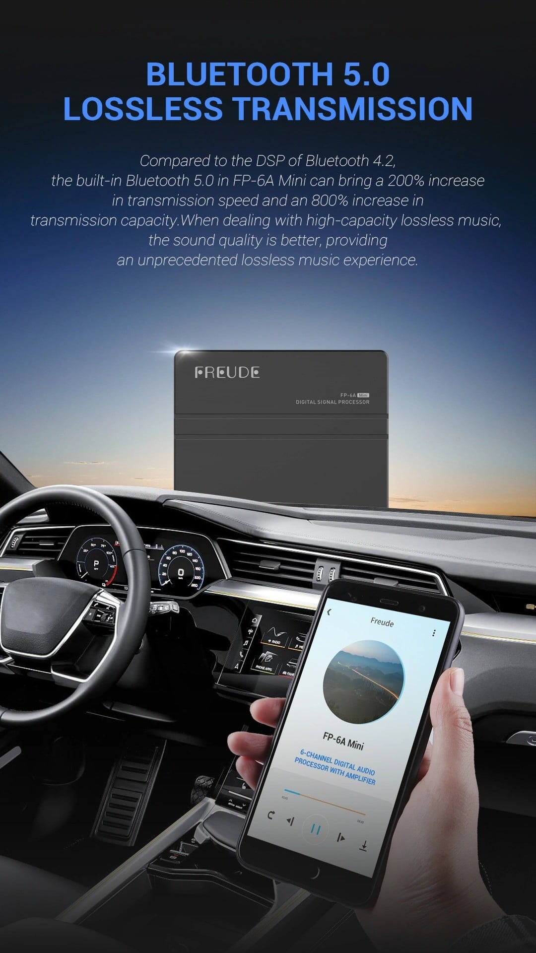 Freude FP-6A Mini nhận nhạc Bluetooth 5.0 từ điện thoại