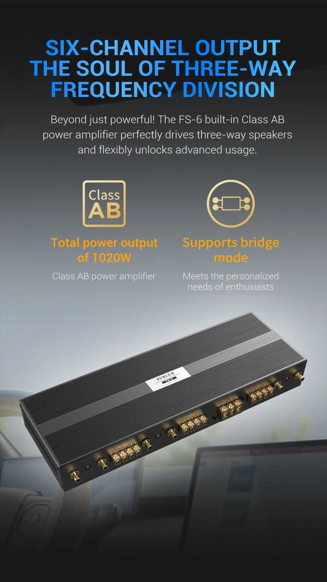 Freude FS-6 sáu kênh cho hệ 3 way, tổng 1020W, hỗ trợ bridge