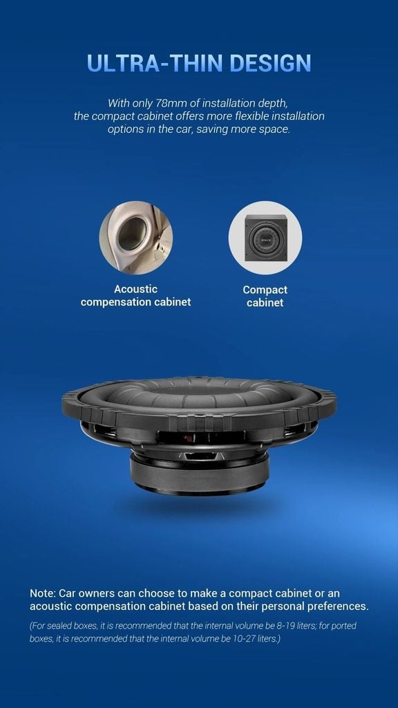 Loa SUB Hơi Ô Tô Freude FW-25AS 10 Inch Siêu Mỏng 250W RMS 4 Ohm