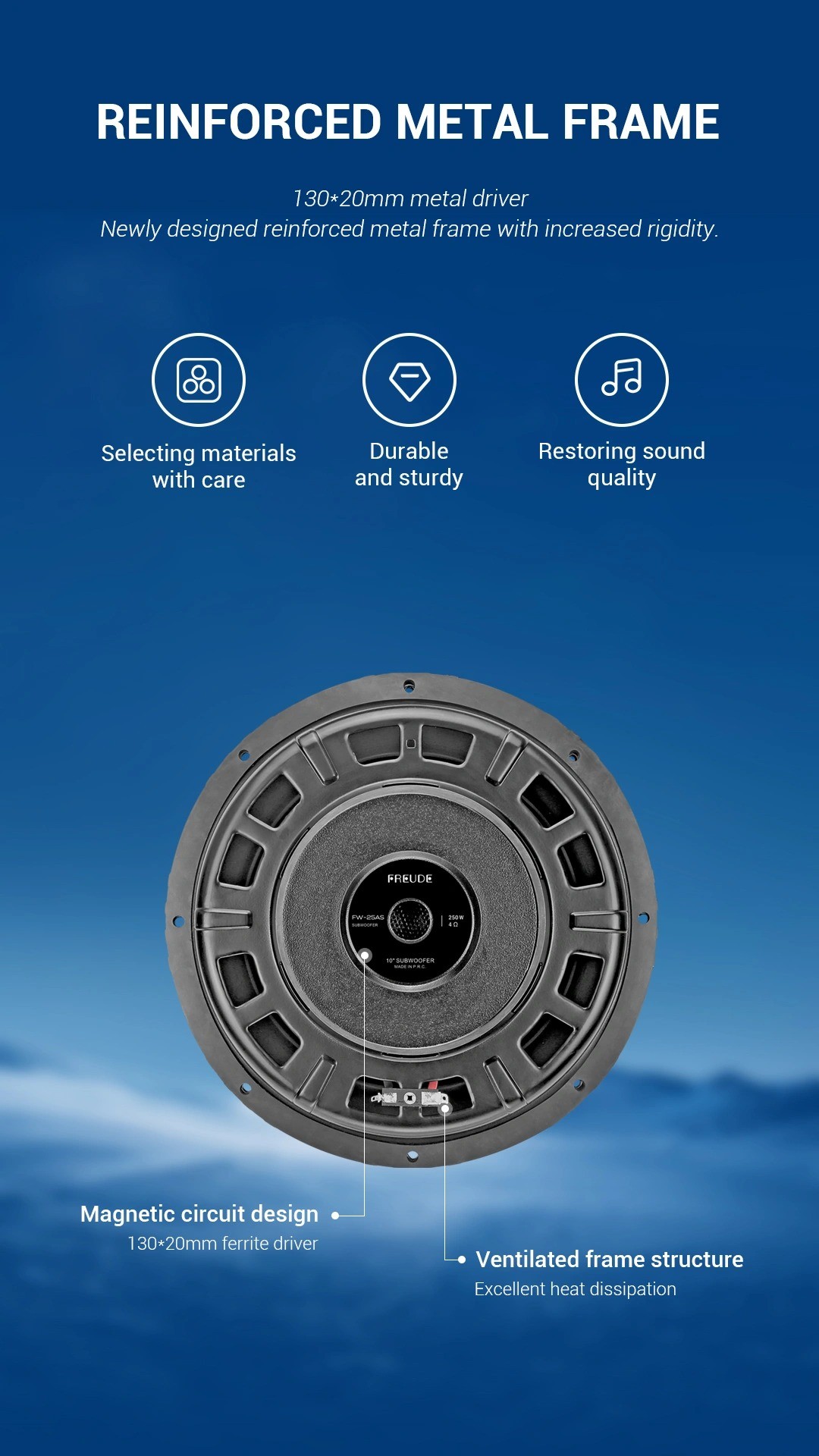 Khung kim loại gia cường và nam châm của Freude FW-25AS